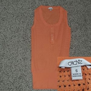 NWOT Cache Vintage Sleeveless 1/4 Zip Bling Accent Top Shirt